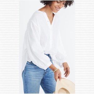 Madewell White and Metallic Button Down